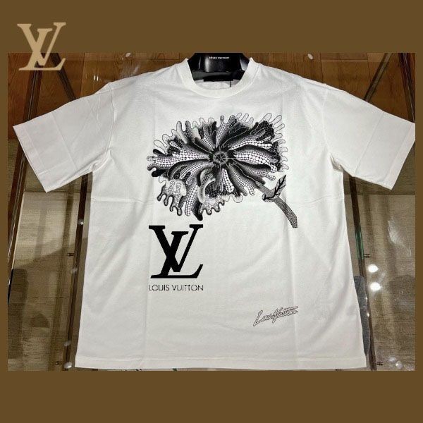 ルイヴィトン LV × YK 草間彌生 美しいフラワー Tシャツ 1AB6IJ