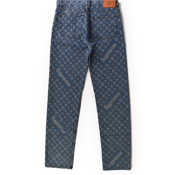 17AW × シュプリーム　Jacquard Denim 5-Pocket Jeans デニムパンツ ルイヴィトン×シュプリーム