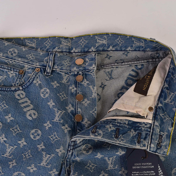 17AW × シュプリーム　Jacquard Denim 5-Pocket Jeans デニムパンツ ルイヴィトン×シュプリーム