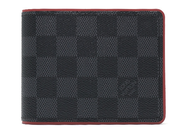 ルイヴィトン スーパーコピー 二つ折財布 札入れ ダミエ グラフィット ポルトフォイユ.ミュルティプル グレー＆ボルドー N63260 メンズ