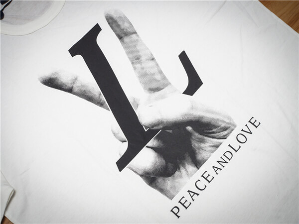 ルイヴィトン　PEACE AND LOVE　コットンTシャツ ホワイト