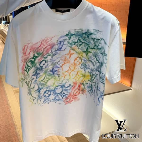 【新作】LV 偽物Tシャツ フロントプリンテッド パステル モノグラム1A8GUQ