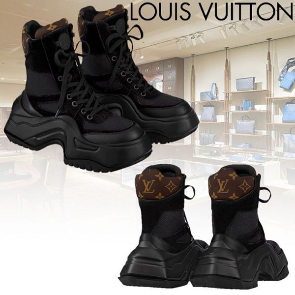 ルイヴィトン スーパーコピー LV ロゴ メンズ ブーツ 黒 1ABI6R