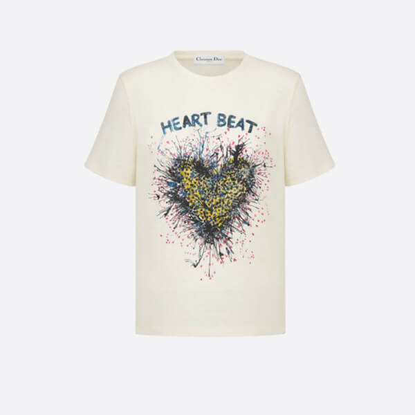 新作ディオール Tシャツ HEART BEAT 偽物コットンジャージー & リネン 143T12A4464_X0200