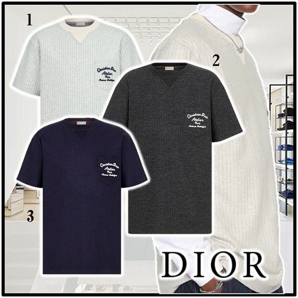 ディオール Tシャツ 偽物 オーバー アトリエ ロゴ ウール 3色 213J637A0739C870