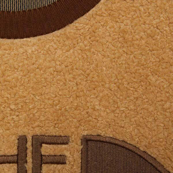 ノースフェイスxグッチ 偽物のロゴが刺繍された茶色のフェイクファー