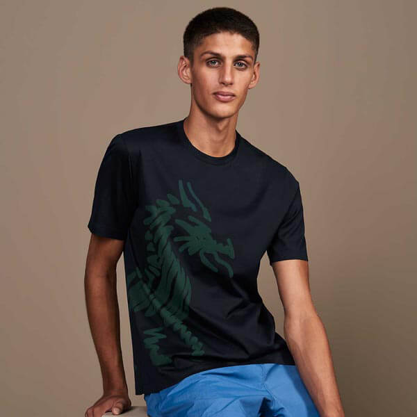 【エルメス】コットン ドラゴンモチーフ ラウンドネックTシャツ 6色カラー展開 《"Dragon" t-shirt》