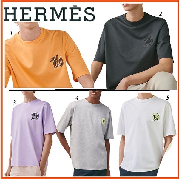 エルメス スーパーコピー カットソー ミニレザーパッチ Tシャツ 5色 H357925HA90LA
