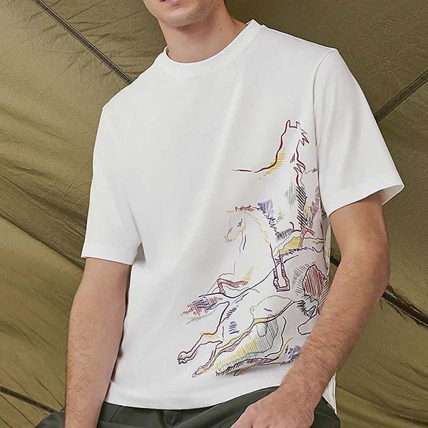 エルメス Cavalcade ロゴTシャツ 半袖 コットン 偽物 4色 H257830HA90SM