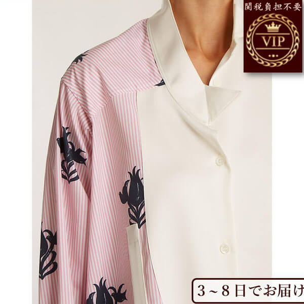 新作すぐ届く Striped&floralコットンシャツ Tシャツ カットソー