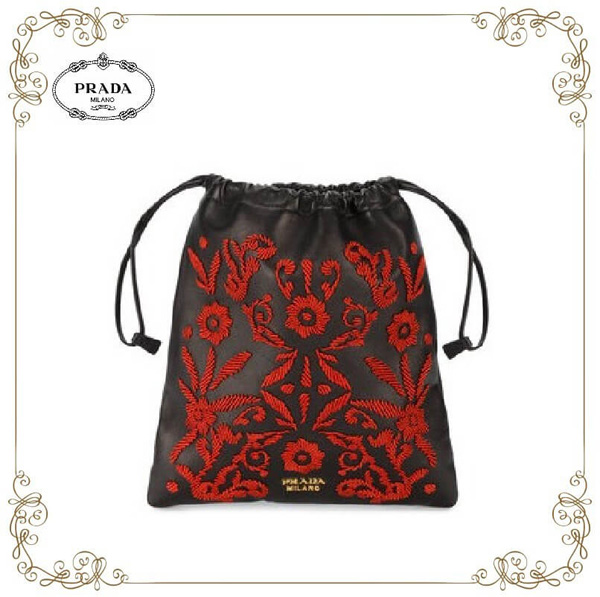 【17AW】大人気★PRADA★embroidered floral pouch