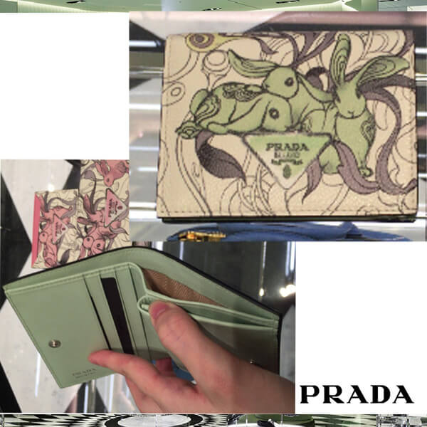 プラダ ラビット ウサギが可愛い折りたたみウォレットPRADA折りたたみ コンパクト財布 1MV204_2EBM_F0194