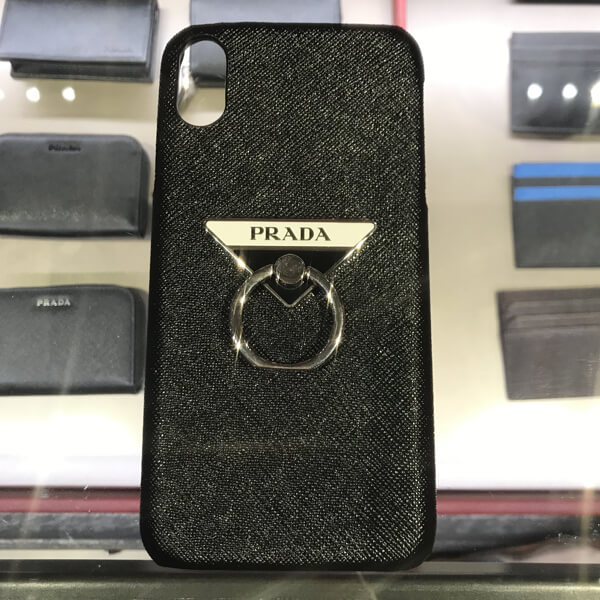 送料込【PRADAプラダ】バンカーリング付iPhoneXS MAXケース