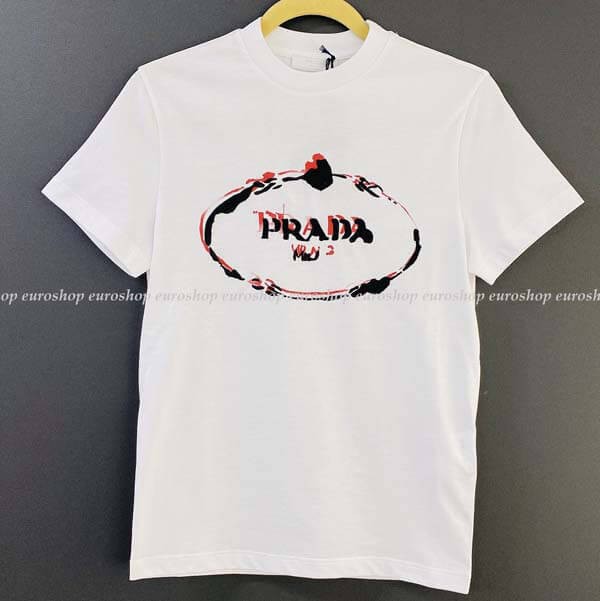 【プラダ】刺繍ロゴマークデザイン 半袖Tシャツ偽物 UJN555